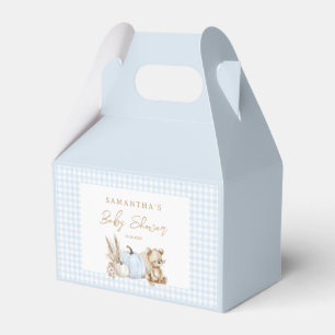 A Little Pumpkin Fall Blue Gingham Boy Baby Shower Favour Box