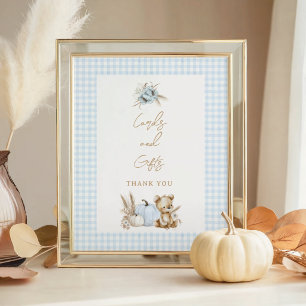 A Little Pumpkin Fall Blue Gingham Tabletop Sign