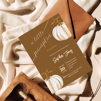 A little Pumpkin Fall boho baby shower  Invitation