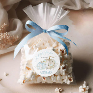 A Little Pumpkin Fall Boy Baby Shower Classic Round Sticker