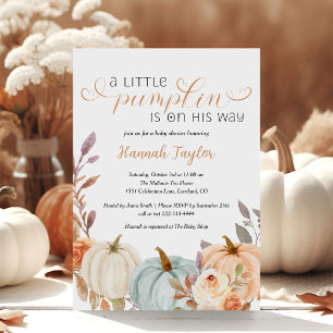 A Little Pumpkin Fall Boy Baby Shower Invitation