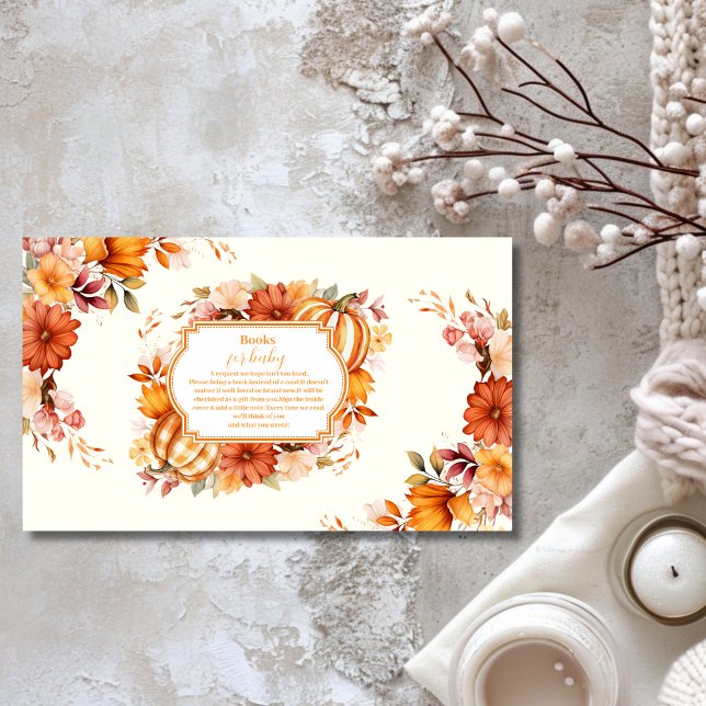 A Little Pumpkin Fall Floral Baby  Books for Baby Enclosure Card (Creator Uploaded)