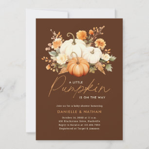A Little Pumpkin Fall Floral Baby Shower Invitation