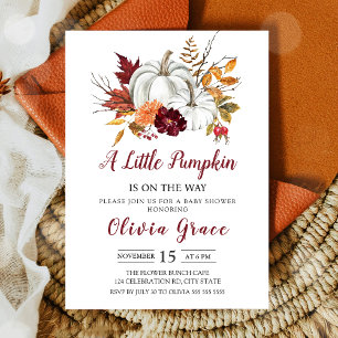 A Little Pumpkin Fall Floral Baby Shower  Invitation