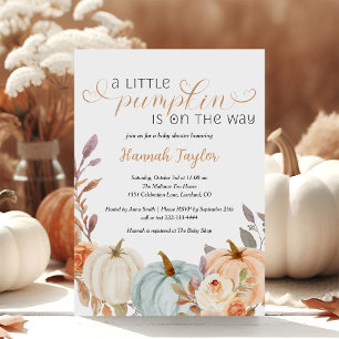 A Little Pumpkin Fall Floral Baby Shower Invitation