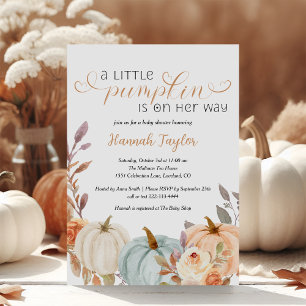 A Little Pumpkin Fall Floral Baby Shower  Invitation