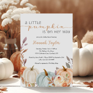 A Little Pumpkin Fall Floral Baby Shower Invitation