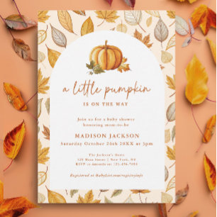 A Little Pumpkin Fall Foliage Arch Invitation