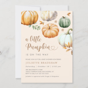 A Little Pumpkin Fall Foliage Baby Shower Invitation
