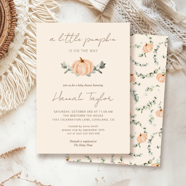A Little Pumpkin Fall Gender Neutral Baby Shower  Invitation (Creator Uploaded)