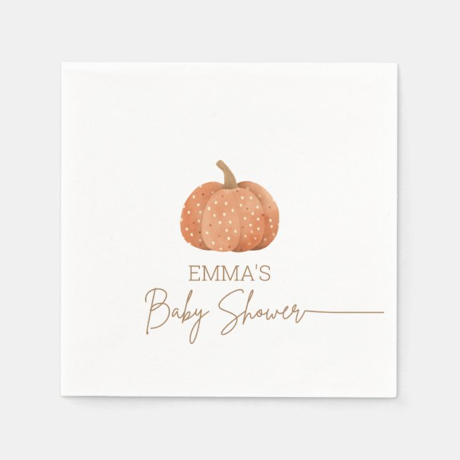 A Little Pumpkin Fall Gender Neutral Baby Shower  Napkin (Front)