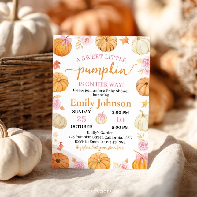 A Little Pumpkin Fall Girl Baby Shower Invitation (Creator Uploaded)