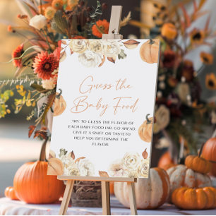 A Little Pumpkin Fall Guess The Baby Food Game Pedestal Sign