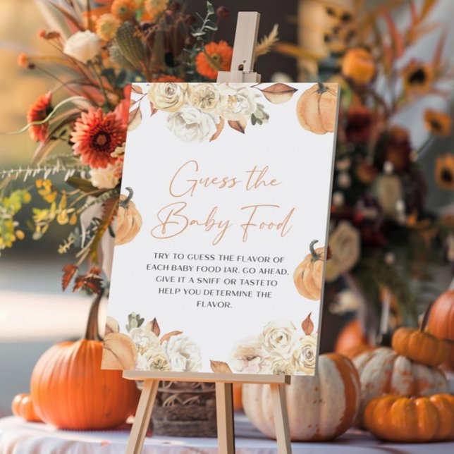 A Little Pumpkin Fall Guess The Baby Food Game Pedestal Sign (Creator Uploaded)