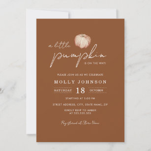 A Little Pumpkin Fall Neutral Modern Baby Shower  Invitation
