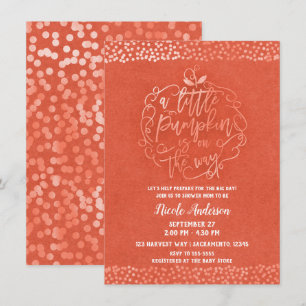 A little Pumpkin Fall Rustic Orange Baby Shower Invitation