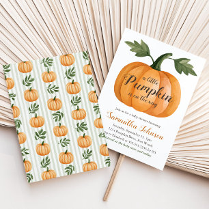 A Little Pumpkin Fall Themed Baby Shower Invitation