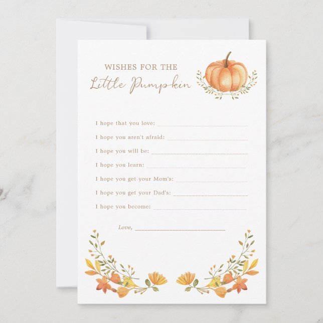 A Little Pumpkin Fall | Wishes For Baby Card (Front)