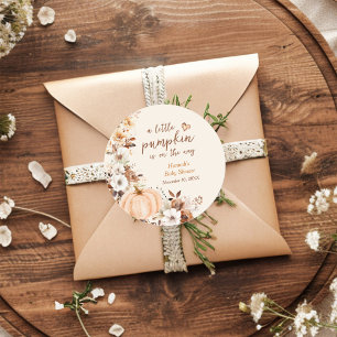 A Little Pumpkin Floral Baby Shower Classic Round Sticker