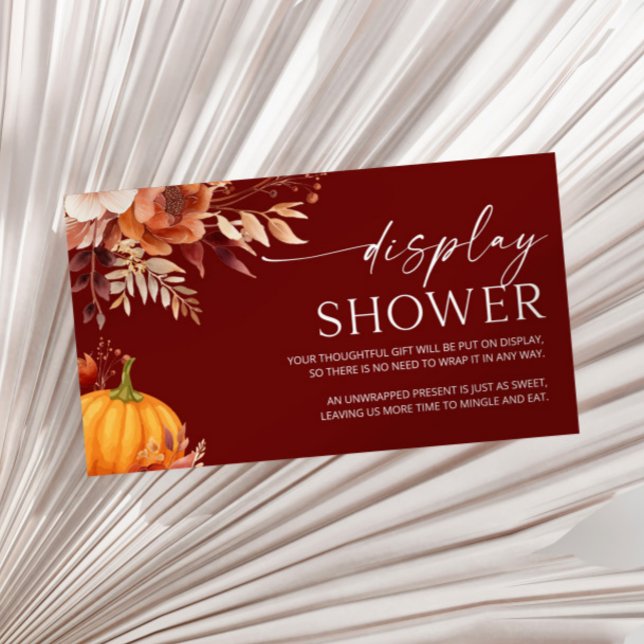 A Little Pumpkin Floral Baby Shower Display Shower Enclosure Card (Creator Uploaded)