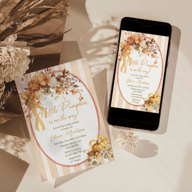 A Little Pumpkin Floral Baby Shower Invitation (Creator Uploaded)
