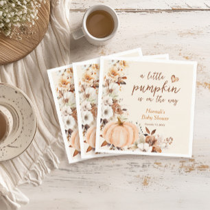 A Little Pumpkin Floral Baby Shower  Napkin