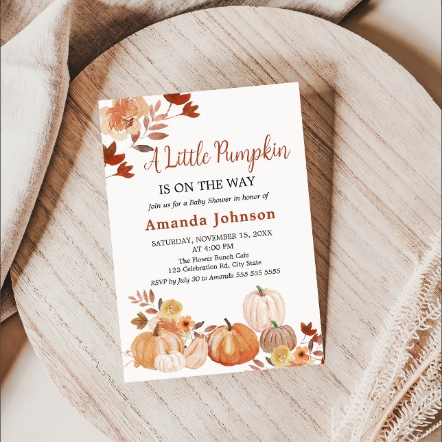 A Little Pumpkin Floral Boho Fall Baby Shower Invitation (Creator Uploaded)