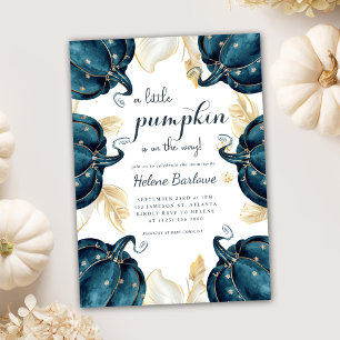 A Little Pumpkin Floral Celestial Baby Shower Invitation