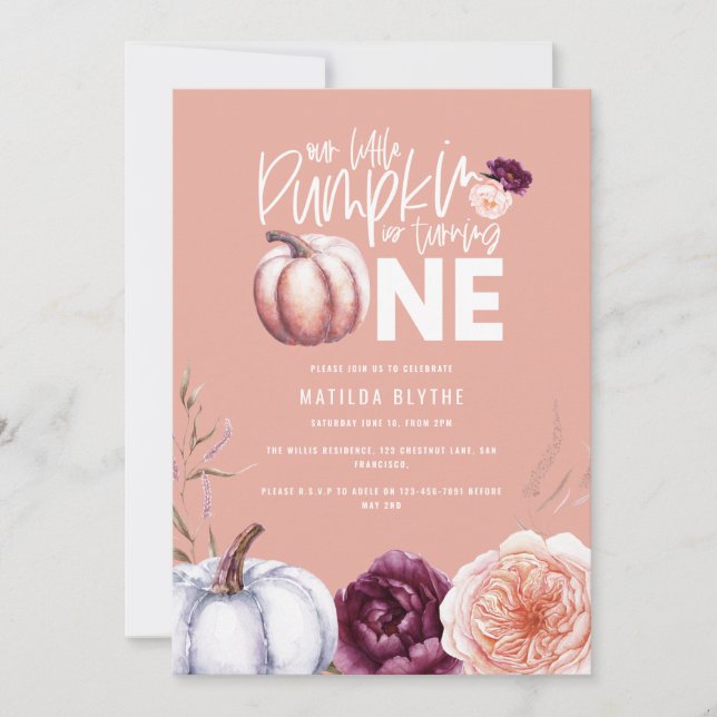 A little pumpkin floral fall 1st birthday (Front)