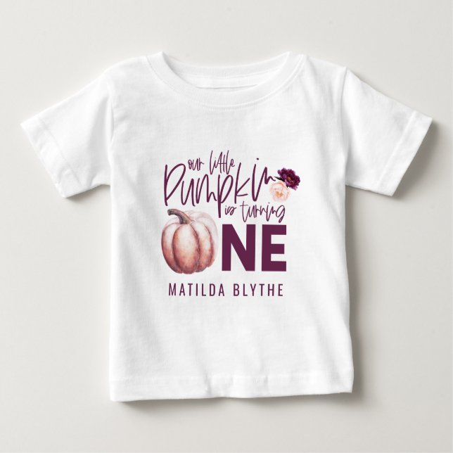 A little pumpkin floral fall 1st birthday baby T-Shirt (Front)