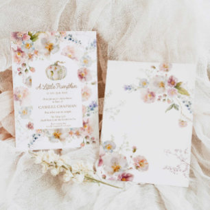A Little Pumpkin Floral Girl Baby Shower Invitation