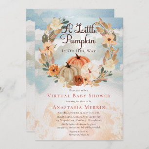 A Little Pumpkin Floral Girl Virtual Baby Shower Invitation
