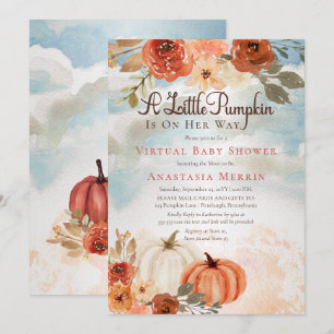 A Little Pumpkin Floral Girl Virtual Baby Shower Invitation