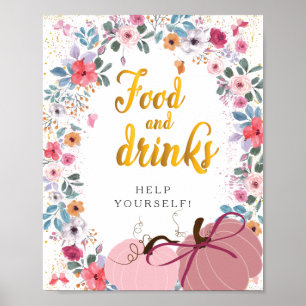 A little Pumpkin Flower Wreath Fall Food Drinks Poster