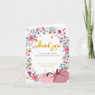 A little Pumpkin Flower Wreath Fall on the Way Thank You Card