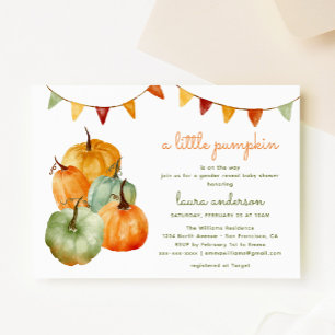 A Little Pumpkin Gender Reveal Baby Shower Invitation