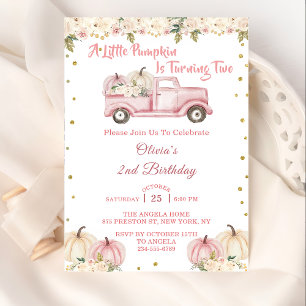 A Little Pumpkin Girl 2nd Birthday Invitation