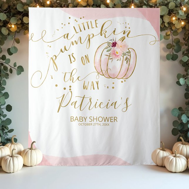 A Little Pumpkin Girl Baby Shower Backdrop Tapestry (Creator Uploaded)