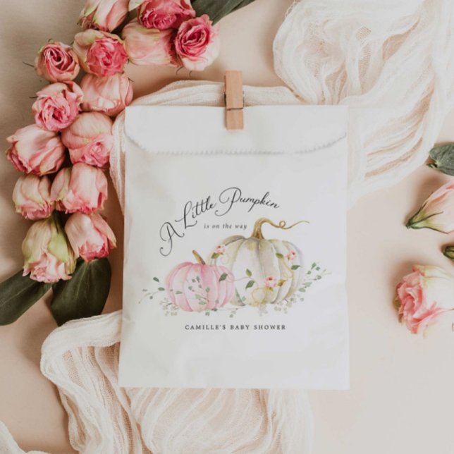 A Little Pumpkin Girl Baby Shower Favour Bags (Fall Pink Pumpkin Baby Girl Favor Bag)