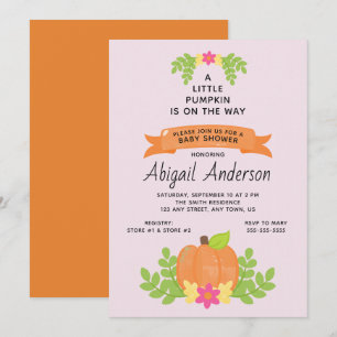 A Little Pumpkin   Girl Baby Shower Invitation