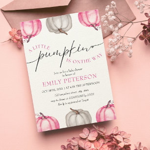 A little pumpkin Girl Fall Baby Shower Invitation