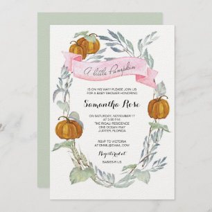 A Little Pumpkin Greenery Girl Invitation