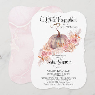 A Little Pumpkin Is Blooming Pink Baby Shower Invi Invitation