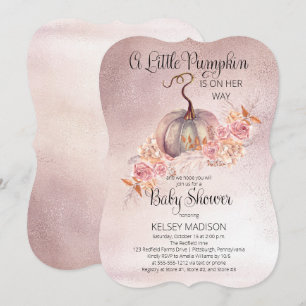 A Little Pumpkin Is Blooming Pink Baby Shower Invitation