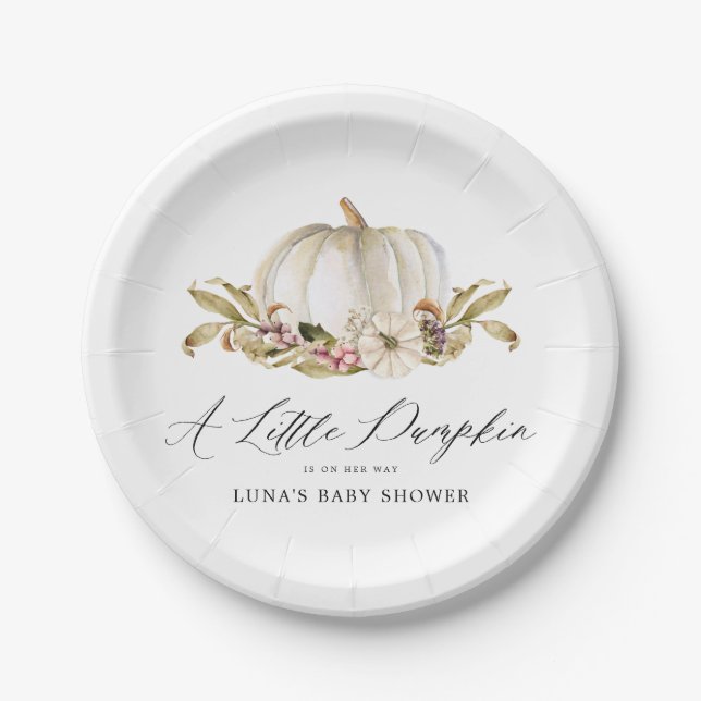 A Little Pumpkin is her way Baby Shower  Paper Plate (Front)