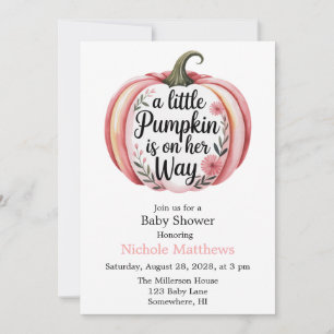 A Little Pumpkin Is On Her Way Baby Shower Invitation
