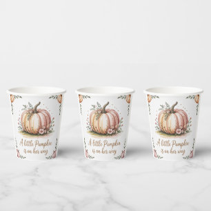 A Little Pumpkin Is On Her Way Baby Shower Paper Cups