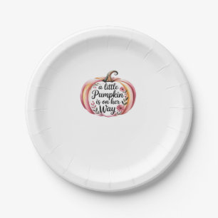 a little Pumpkin is on her Way Classic T-Shirt Paper Plate