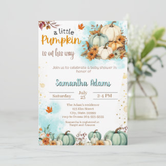 A Little Pumpkin is on his Way Baby Shower Invitation