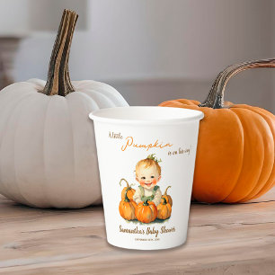 A Little Pumpkin Is On His Way Fall Baby Shower Paper Cups